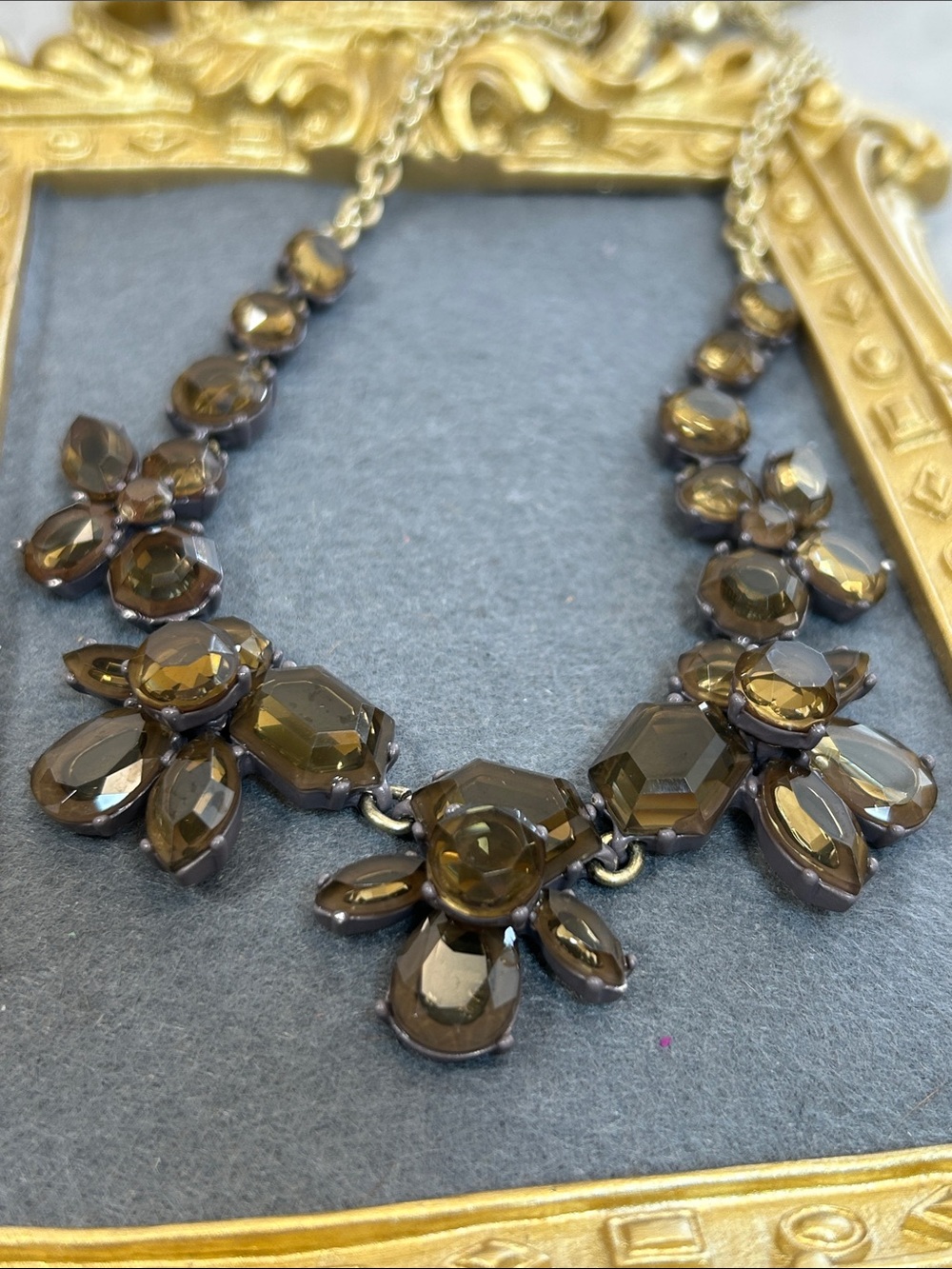 Statement Floral Cluster Necklace in Smoke Gray